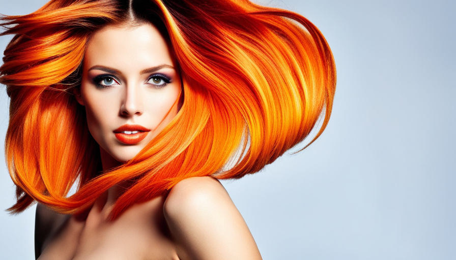 An image showcasing a woman with luscious, shiny hair, radiating a vibrant orange glow