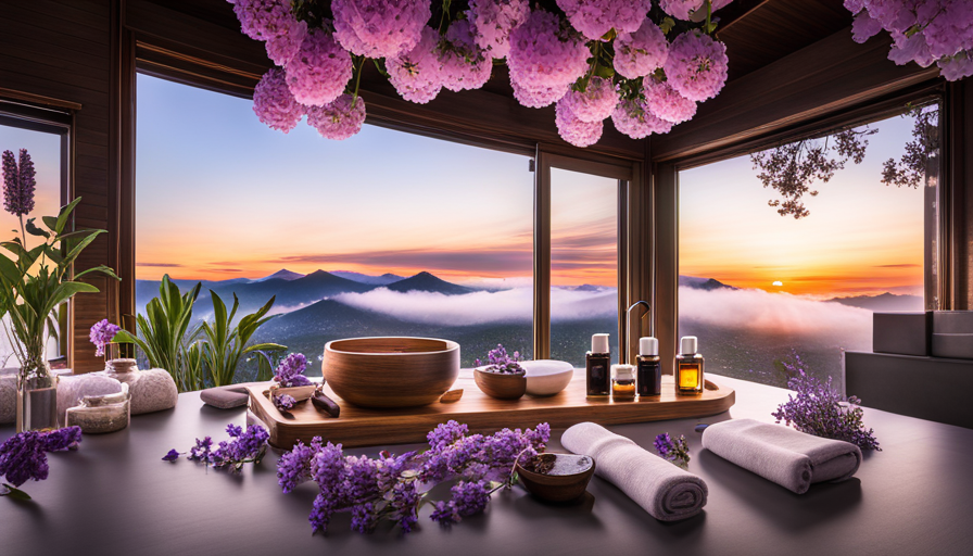 An image featuring a serene bathroom with soft, diffused lighting